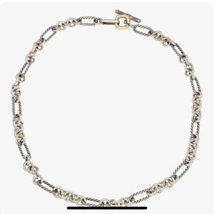 David Yurman Sterling Silver Figaro Chain Toggle Women’s Necklace 17.5”